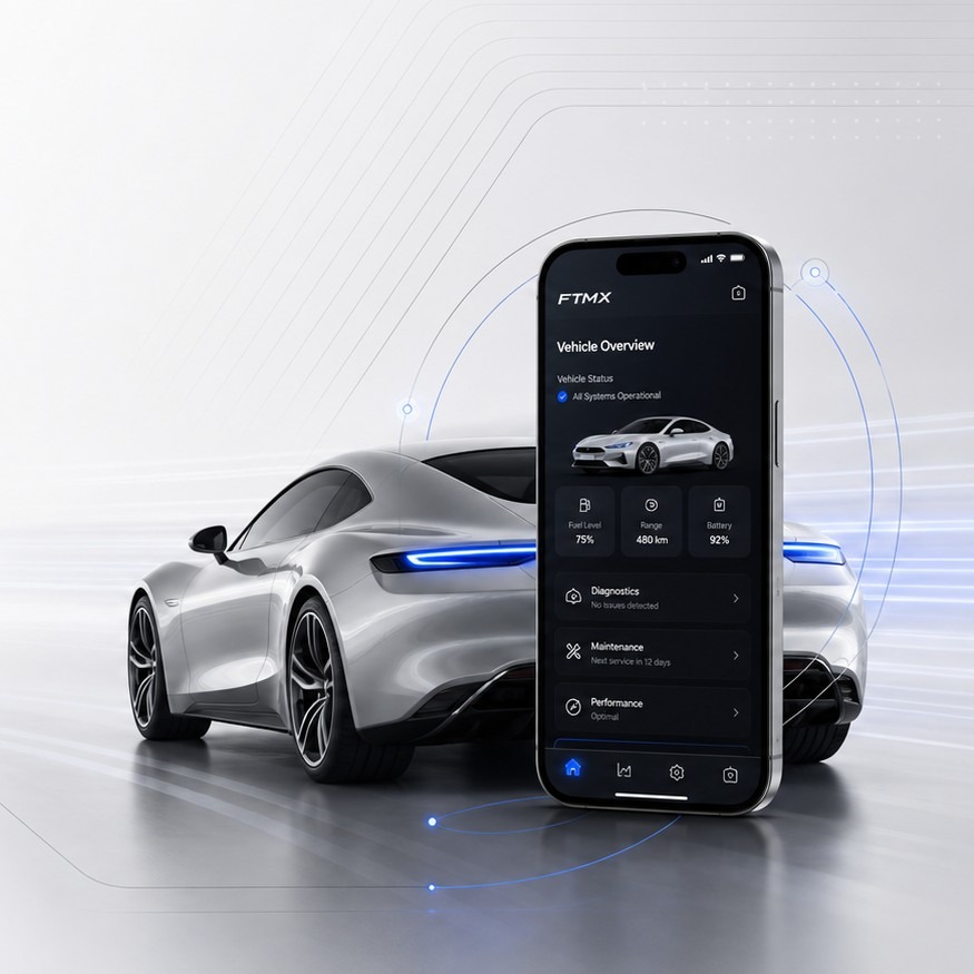 FTMX Connected Mobile App and Sports Car Dashboard